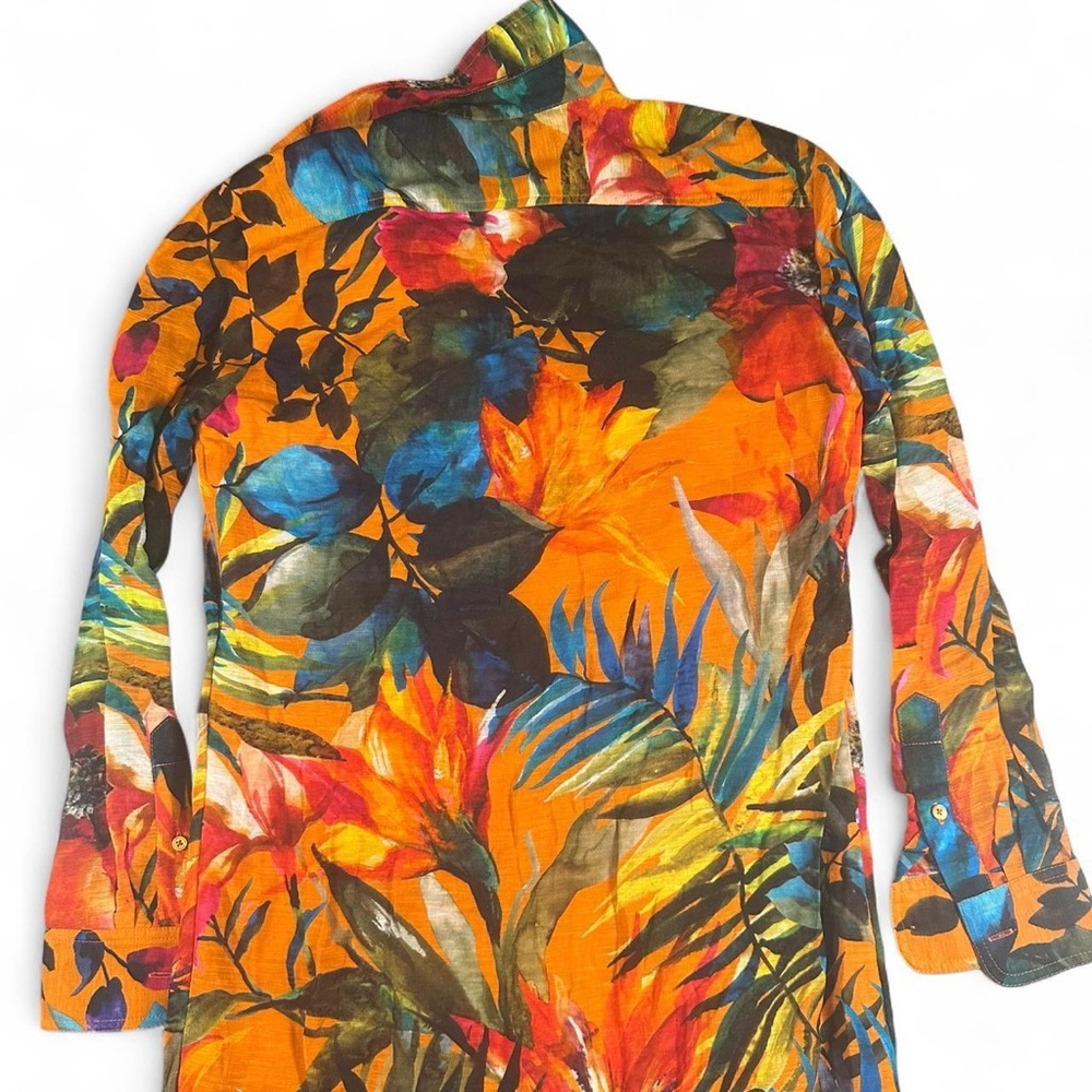 Ralph Lauren Purple Label Women’s Seneca Tropical-Print Linen Midi Shirtdress - Picture 8 of 8